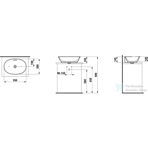 Laufen The New Classic 55x38 cm-es mosdótál túlfolyóval,LCC bevonattal,fehér H8128534001091