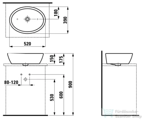 Laufen Pro 52x39 cm mosdótál H8129640001091 ( 812964 )