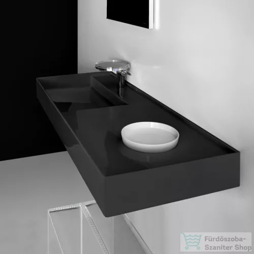 Laufen Kartell By Laufen 120x46 cm-es mosdó jobb oldali polccal,1 csaplyukkal,fényes fekete H8133320201111