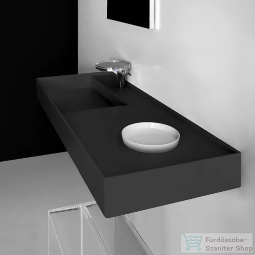 Laufen Kartell By Laufen 120x46 cm-es mosdó jobb oldali polccal,1 csaplyukkal,matt fekete H8133327161111