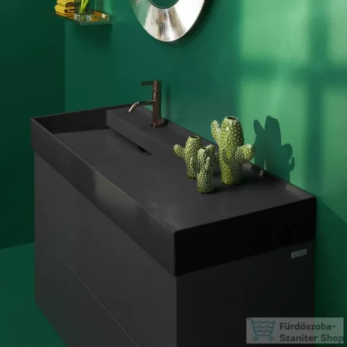 Laufen Kartell By Laufen 120x46 cm-es mosdó jobb oldali polccal,1 csaplyukkal,matt fekete H8133327161111