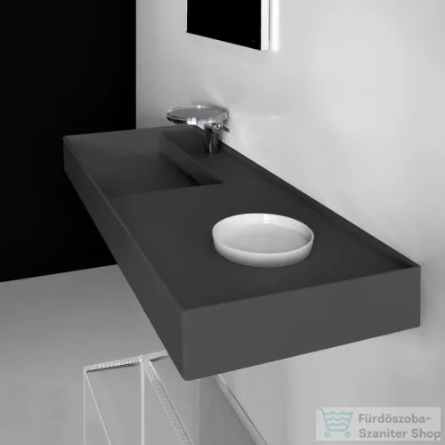 Laufen Kartell By Laufen 120x46 cm-es mosdó jobb oldali polccal,1 csaplyukkal,Graphite matt H8133327581111