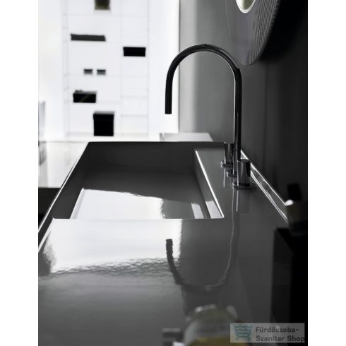 Laufen Kartell By Laufen 120x46 cm-es mosdó,jobb oldali polccal, 3 csaplyukkal,LCC Active bevonattal,fehér H813332A001581