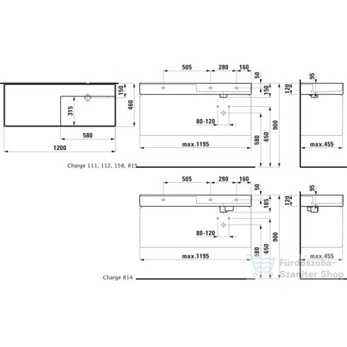 Laufen Kartell By Laufen 120x46 cm-es csaplyuk nélküli mosdó,speciálisan fedett lefolyóval,LCC Active bevonattal,fehér H813333A001121
