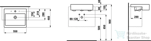 Laufen Living 55x46cm-es félig beépíthető mosdó H8134320001091 ( 813432 )