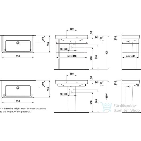 Laufen Pro S 85x46,5 cm-es mosdó csaplyuk nélkül,fehér H8139650001091