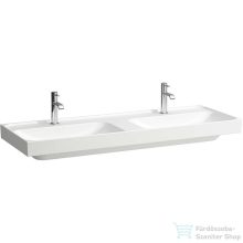   Laufen MEDA 130x46 cm-es falra/bútorra szerelhető dupla mosdó túlfolyó nélkül,LCC bevonattal,fehér H8141124001111