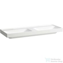   Laufen MEDA 130x46 cm-es falra/bútorra szerelhető dupla mosdó túlfolyó és csaplyuk nélkül,LCC bevonattal,fehér H8141124001121