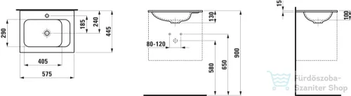 Laufen MEDA 57,7x44,5 cm-es bútorra építhető mosdó túlfolyó nélkül,matt fehér H8141137571111