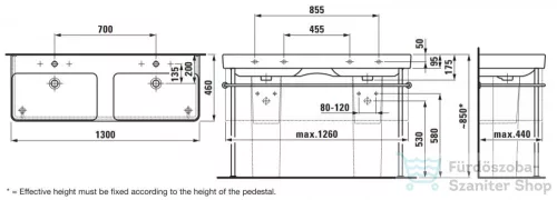 Laufen Pro S 130x46,5 cm-es pultra ültethető dupla mosdó LCC Active bevonattal,fehér H814968A001041