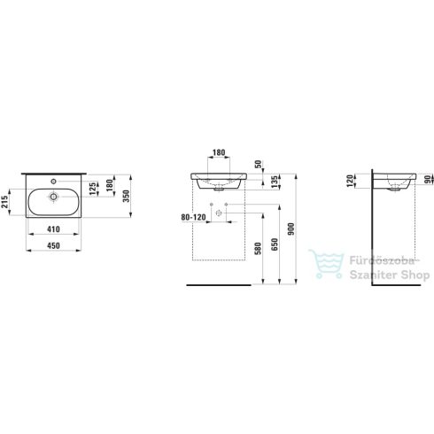 Laufen Lua 45x35 cm-es mosdó egy csaplyukkal,H8150810001041