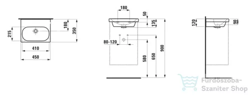 Laufen Lua 45x35 cm-es kézmosó csaplyuk és túlfolyó nélkül,LCC bevonattal,fehér H8150814001421