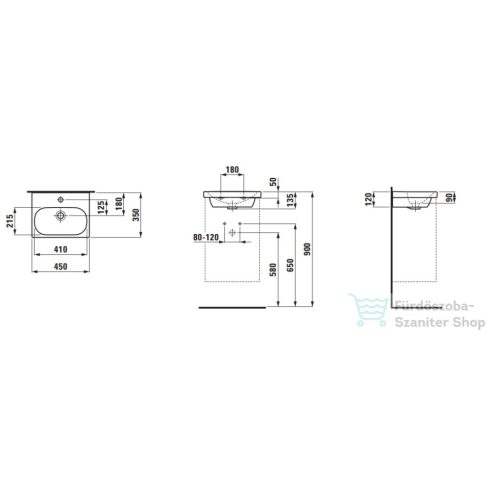 Laufen Lua 45x35 cm-es kézmosó 1 csaplyukkal,túlfolyó nélkül,LCC bevonattal,fehér H8150814001561