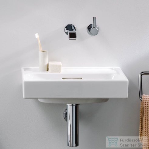 Laufen MEDA 45x35 cm-es falra/bútorra szerelhető mosdó LCC bevonattal,csaplyuk-és túlfolyó nélkül,fehér H8151114001121