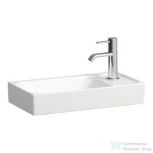   Laufen MEDA 46x23,5 cm-es falra/bútorra szerelhető mosdó túlfolyó nélkül,jobb oldali csaplyukkal,LCC bevonattal,fehér H8151134001141