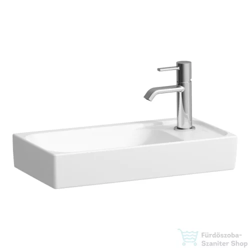 Laufen MEDA 46x23,5 cm-es falra/bútorra szerelhető mosdó túlfolyó nélkül,jobb oldali csaplyukkal,LCC bevonattal,fehér H8151134001141