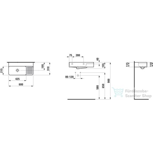 Laufen Val SaphirKeramik 60x31,5 cm-es kompakt mosdó csaplyuk nélkül, LCC bevonattal, fehér H8152854001091