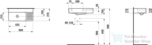 Laufen Val SaphirKeramik 60x31,5 cm-es kompakt mosdó csaplyuk nélkül, LCC Active bevonattal, fehér H815285A001091
