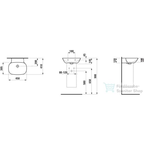 Laufen Ino 45x41cm-es kézmosó csaplyuk nélkül,fehér H8153010001091
