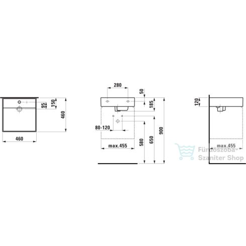 Laufen Kartell By Laufen 46x46 cm-es mosdó 2 csaplyukkal,matt fekete H8153317168151