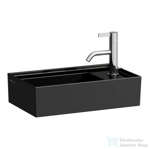 Laufen Kartell 46x28 cm-es kézmosó, jobb oldali csaplyukkal,speciális rejtett lefolyóval,Fényes fekete H8153340201111