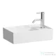 Laufen Kartell 46x28 cm-es kézmosó, jobb oldali csaplyukkal,speciális rejtett lefolyóval,LCC bevonattal H8153344001111