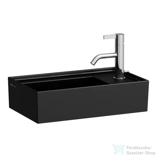 Laufen Kartell 46x28 cm-es kézmosó, jobb oldali csaplyukkal,speciális rejtett lefolyóval,Matt fekete H8153347161111