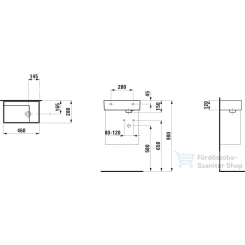 Laufen Kartell By Laufen 46x28 cm-es mosdó csaplyuk és túlfolyó nélkül,graphite matt H8153347581121