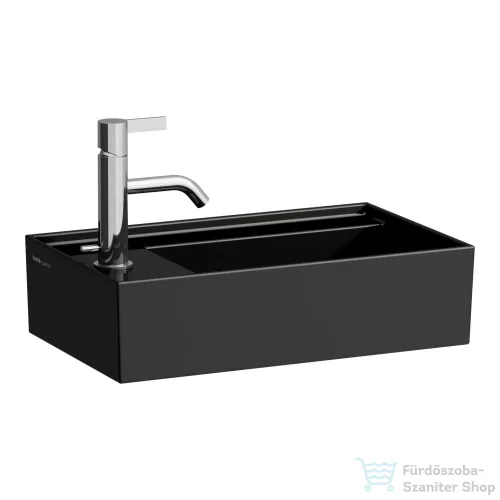 Laufen Kartell By Laufen 46x28 cm-es kézmosó,bal oldali csaplyukkal, speciális rejtett lefolyóval,fényes fekete H8153350201111