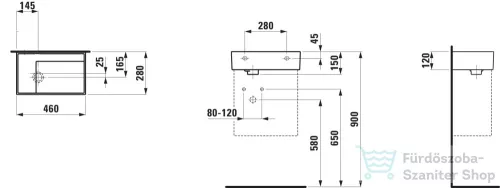 Laufen Kartell By Laufen 46x28 cm-es kézmosó,csaplyukk és túlfolyó nélkül,speciális rejtett lefolyóval,graphite matt H8153357581121