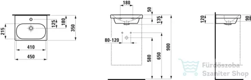 Laufen Lua 45x35 cm-es csiszolt aljú mosdó egy csaplyukkal,LCC bevonattal, H8160804001041