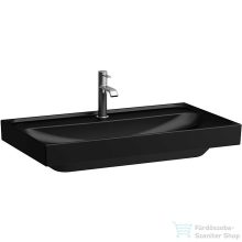   Laufen MEDA 80x46 cm-es falra/bútorra szerelhető csiszolt aljú mosdó túlfolyó nélkül,matt fekete H8161177161111