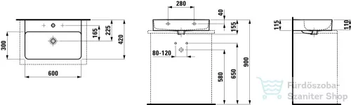 Laufen Val SaphirKeramik 60x42 cm mosdó, alsó felülete csiszolt H8162830001041 ( 816283 )