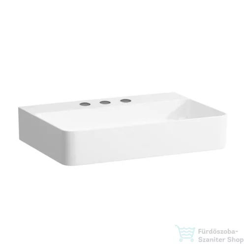 Laufen Val SaphirKeramik 60x42 cm-es csiszolt aljú mosdó 3 csaplyukkal,túlfolyó nélkül,LCC Active bevonattal,fehér H816283A001581
