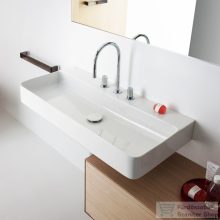   Laufen Val SaphirKeramik 95x42 cm-es csiszolt aljú mosdó 3 csaplyukkal,túlfolyó nélkül,LCC bevonattal,fehér H8162874001581