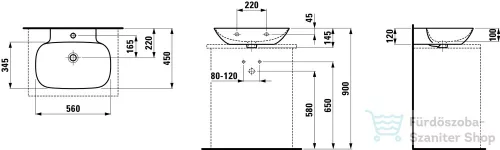 Laufen Ino 56x45 mosdó, alsó felülete csiszolt H8163020001041 ( 816302 )