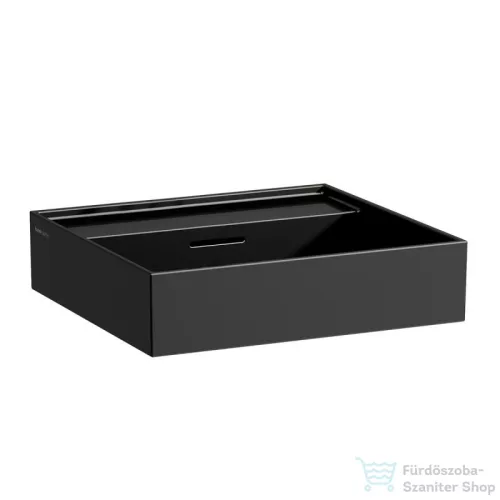 Laufen Kartell By Laufen 50x46 cm-es csiszolt aljú mosdó csaplyuk nélkül,fényes fekete H8163320201091