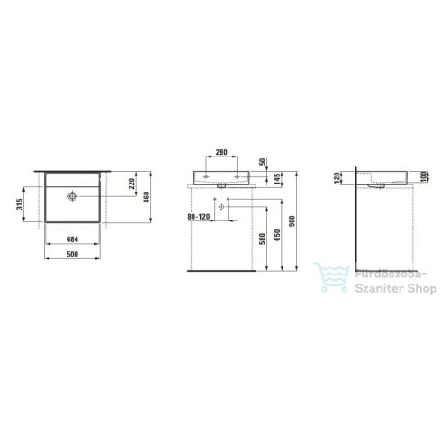 Laufen Kartell By Laufen 50x46 cm-es csiszolt aljú mosdó csaplyuk nélkül,matt fehér H8163327571091
