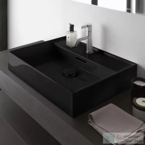 Laufen Kartell By Laufen 60x46 cm-es csiszolt aljú mosdó,fényes fekete H8163330201041