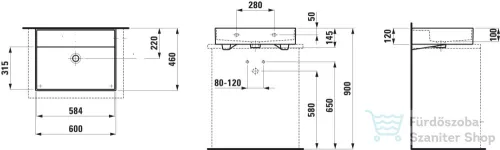 Laufen Kartell By Laufen 60x46 cm-es csiszolt aljú mosdó csaplyuk nélkül,LCC bevonattal,fehér H8163334001091