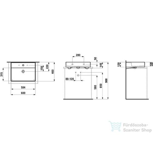 Laufen Kartell By Laufen 60x46 cm-es csiszolt aljú mosdó,Matt szürke H8163337591041