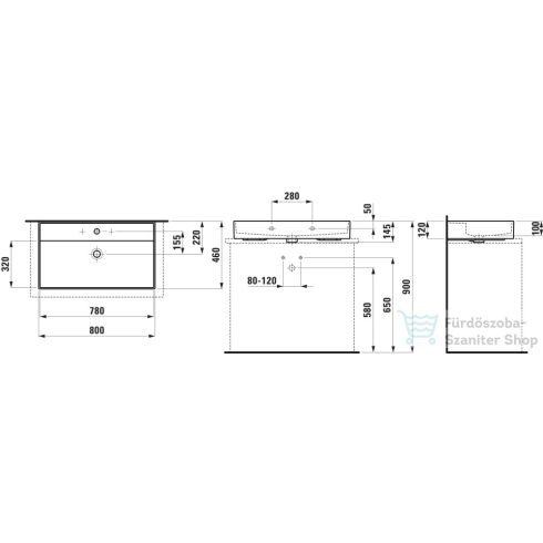 Laufen Kartell By Laufen 80x46 cm-es csiszolt aljú mosdó túlfolyó nélkül,Fehér H8163367571111