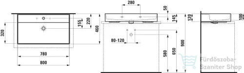 Laufen Kartell By Laufen 80x46 cm-es csiszolt aljú mosdó túlfolyó nélkül,matt szürke H8163367591111
