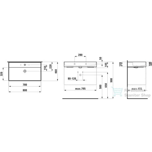 Laufen Kartell By Laufen 80x46 cm-es csiszolt aljú mosdó 1 csaplyukkal,LCC Active bevonattal,Fehér H816336A001041