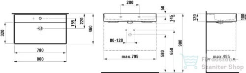 Laufen Kartell By Laufen 80x46 cm-es csiszolt aljú mosdó 1 csaplyukkal,LCC Active bevonattal,Fehér H816336A001041