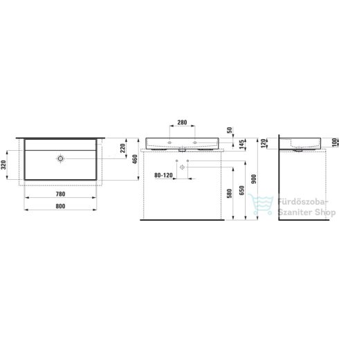 Laufen Kartell By Laufen 80x46 cm-es csiszolt aljú mosdó csaplyuk és túlfolyó nélkül,LCC Active bevonattal,Fehér H816336A001121