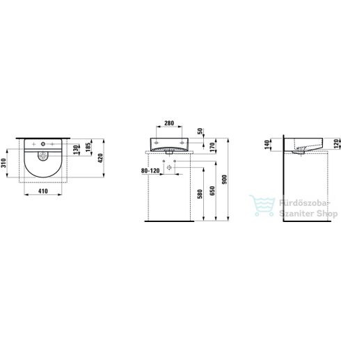 Laufen Sonar 41x42 cm-es csiszolt aljú kézmosó LCC bevonattal, H8163414001041