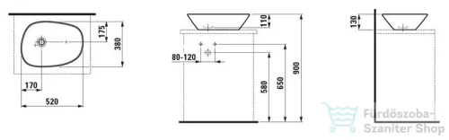 Laufen Palomba 52x38 mosdótál H8168020001121 ( 816802 )