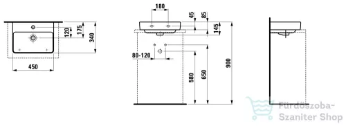 Laufen Pro S 45x34 kézmosó, alsó felülete csiszolt H8169610001041 ( 816961 )