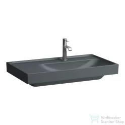   Laufen MEDA 80x46 cm-es falra/bútorra szerelhető mosdó túlfolyó nélkül, bal oldali pulttal, matt graphite H8171157581111